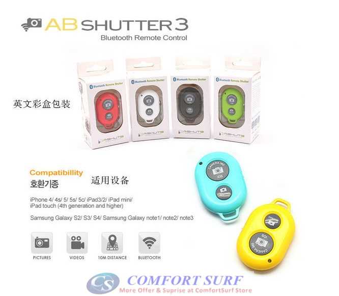 ASHUTB RABIA Bluetooth Shutter3 Wireless Remote Camera Monopod Selfie Shutter IOS Android